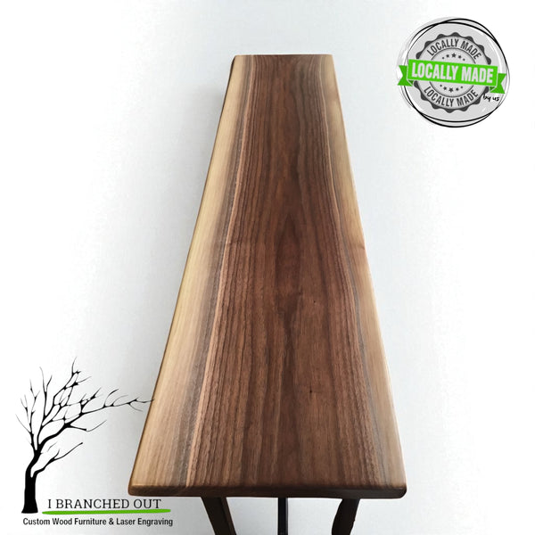 Walnut Striations Console Table - Live Edge