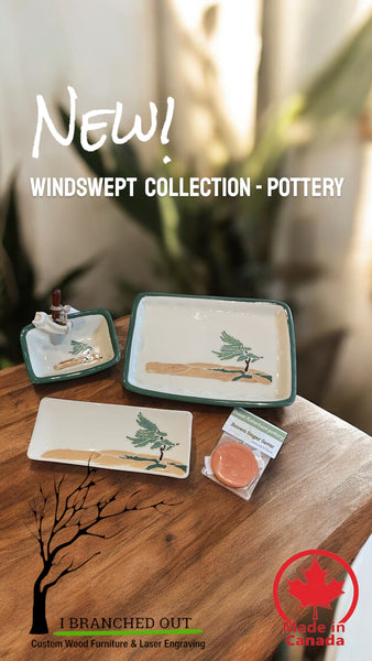 Windswept Pine Plate, rectangle - 10” x 4”