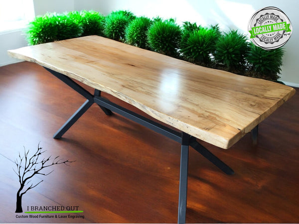 Marbley Maple Dining Table - SINGLE SLAB, just shy of 8’L