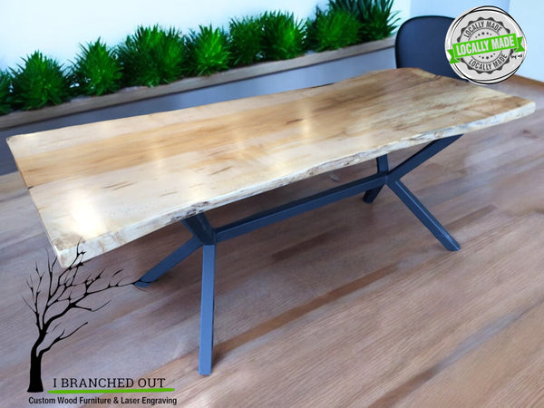 Marbley Maple Dining Table - SINGLE SLAB, just shy of 8’L