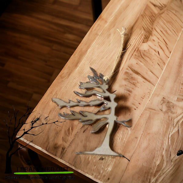 Windswept Pine Ornament - Metal