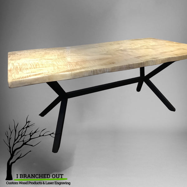 Shimmering Curly Maple Dining Table - 6.5’