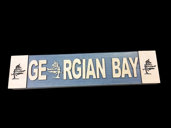 Georgian Bay Block Sign with Windswept Pines