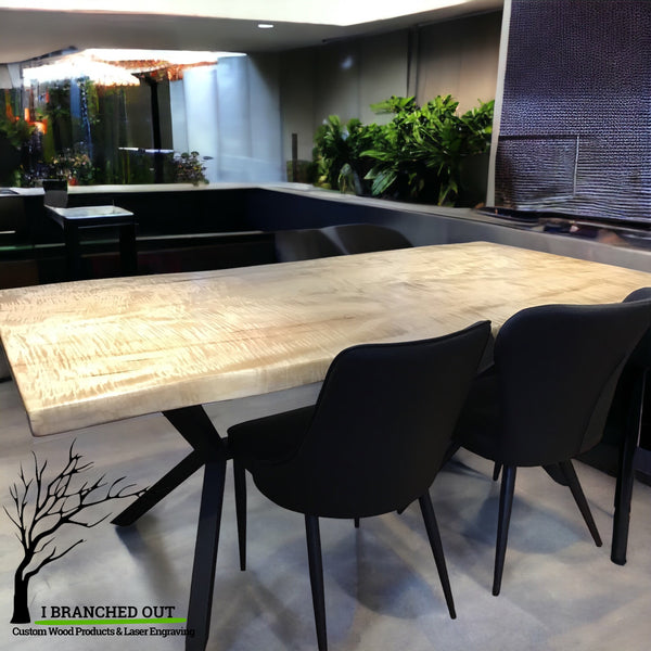 Shimmering Curly Maple Dining Table - 6.5’