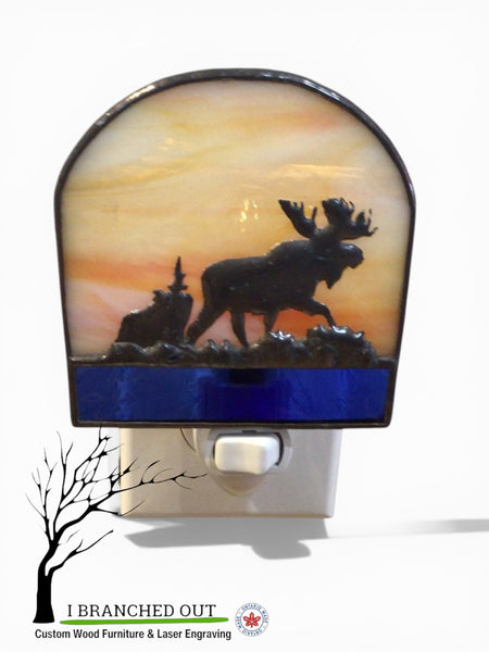“Misty Morning Moose” - Stained Glass Night Light