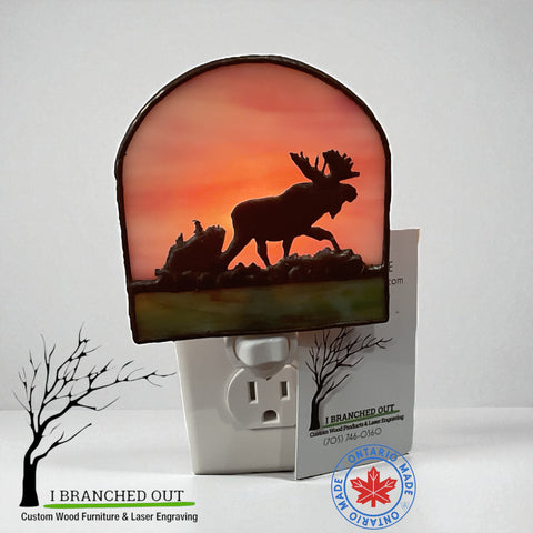 “Golden Moose” - Stained Glass Night Light