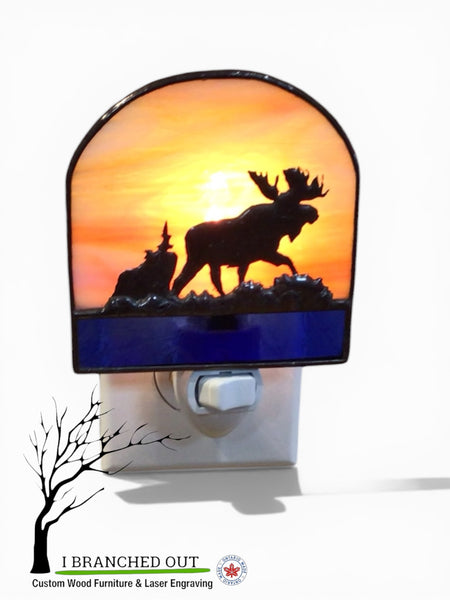 “Misty Morning Moose” - Stained Glass Night Light
