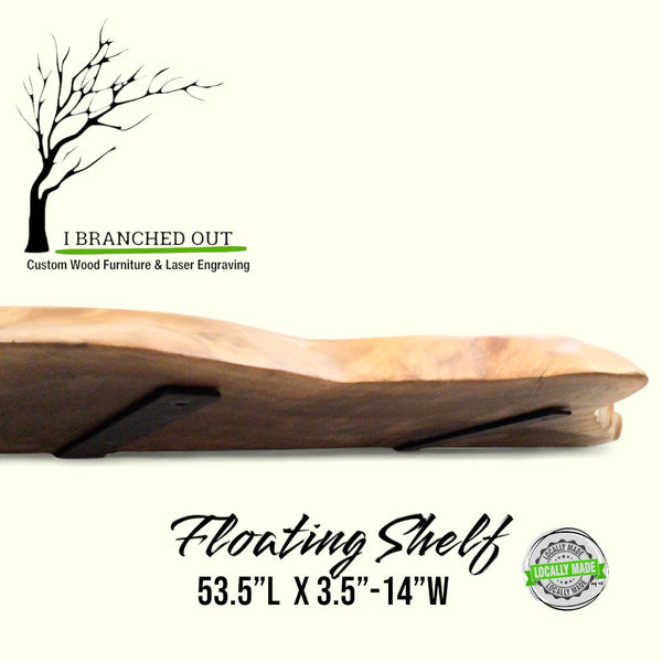 Wavy Walnut Floating Shelf - Live Edge