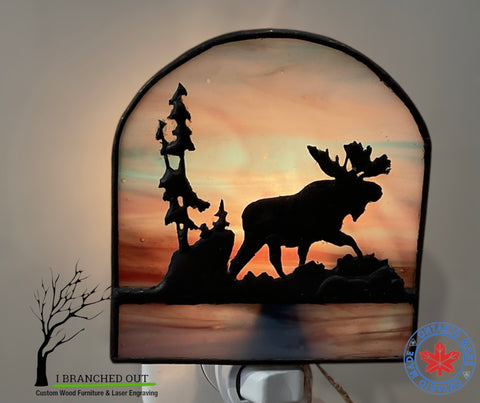 Moose Silhouette - Stained Glass Night Light