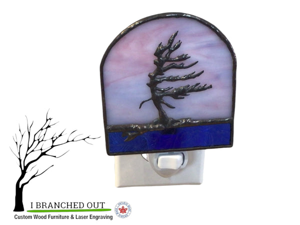 “Cotton Candy Delight” Windswept Pine - Stained Glass Night Light