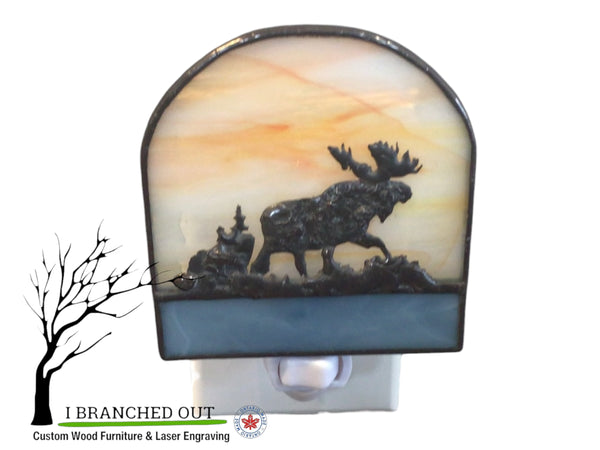 “Perfect Stroll Moose” - Stained Glass Night Light