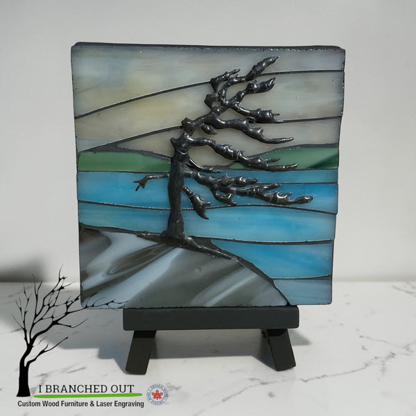 Serene Scene Stained Glass Mosaic with Easel - 4” x 4”