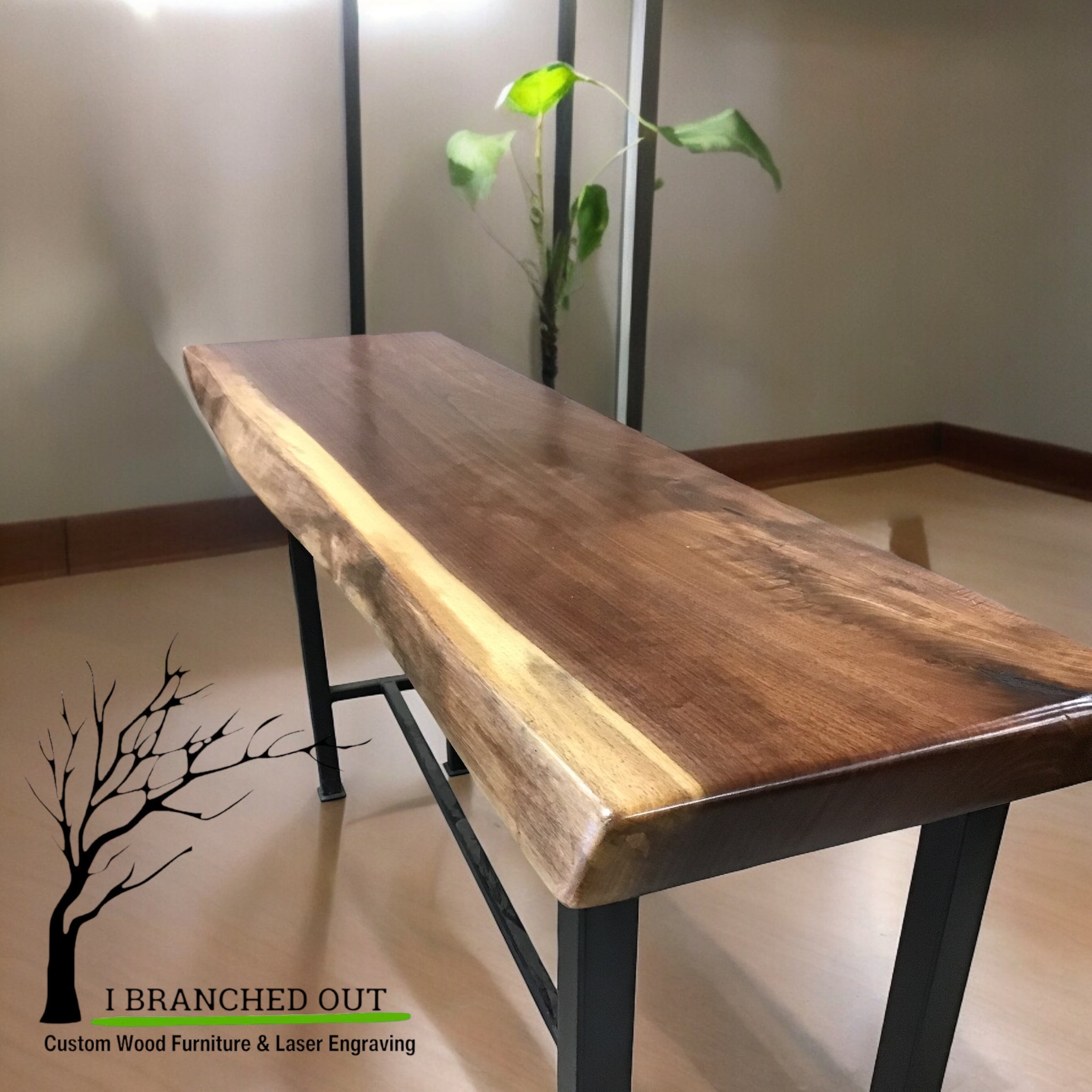 Band of Walnut Console Table - Live Edge