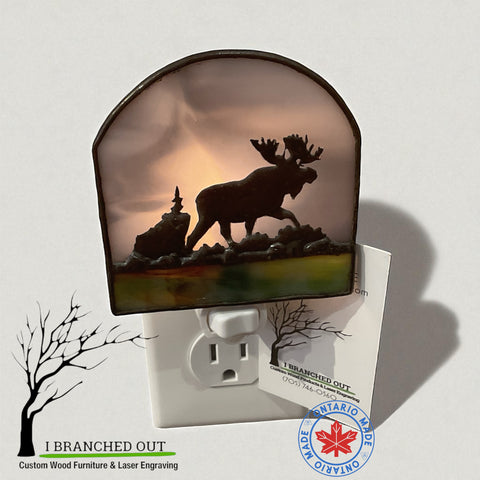 “Grey Moose” - Stained Glass Night Light