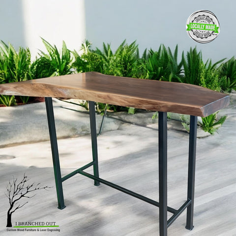 Wavy Walnut High Top Table/Bar
