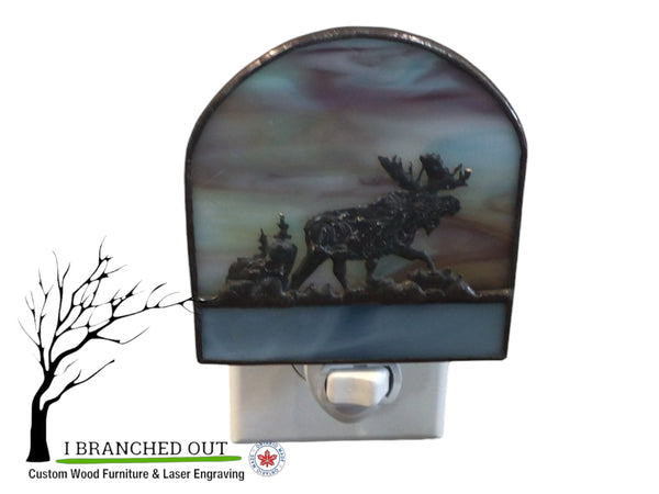 “Hushed Skies Moose” - Stained Glass Night Light
