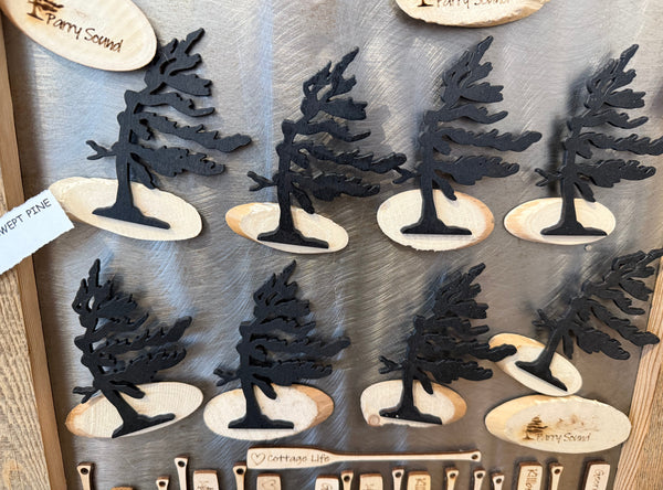 Windswept Pine Slice Magnet - 3” Tree
