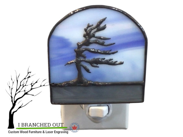 “A New Day” Windswept Pine - Stained Glass Night Light