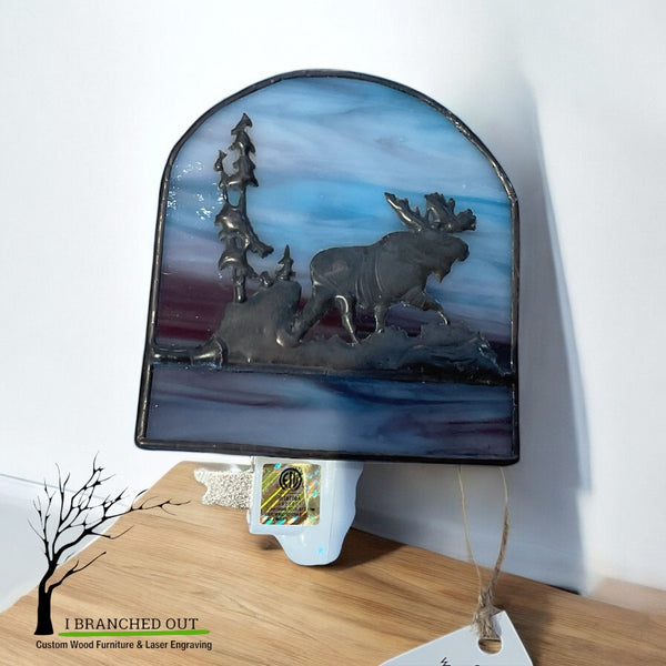 Moose Silhouette - Stained Glass Night Light