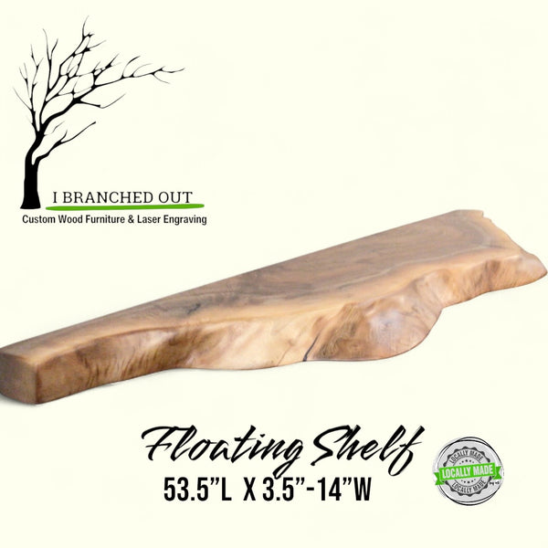 Wavy Walnut Floating Shelf - Live Edge