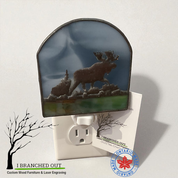 “Grey Moose” - Stained Glass Night Light