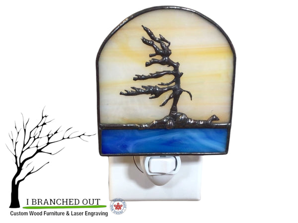 “Lemonade Skies” Windswept Pine - Stained Glass Night Light
