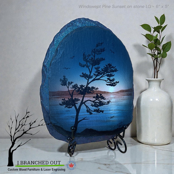 Windswept Pine Sunset on stone