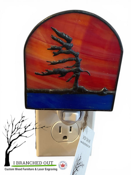 “Fireball Sunset” Windswept Pine - Stained Glass Night Light (Copy)