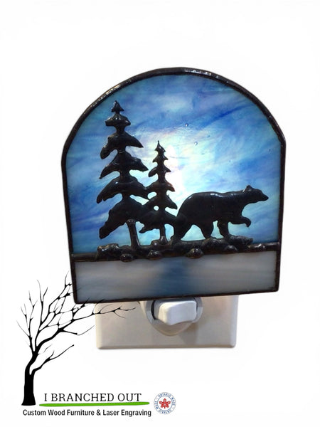 “Frosty Walk Bear” - Stained Glass Night Light