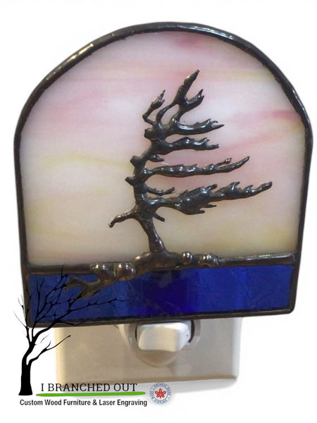 “Sun’s Kiss” Windswept Pine - Stained Glass Night Light