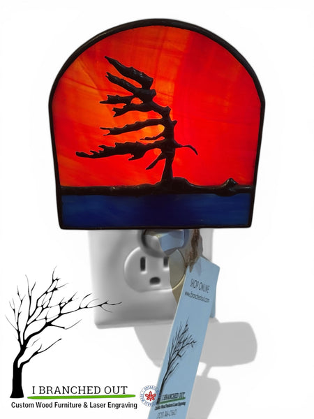 “Fireball Sunset” Windswept Pine - Stained Glass Night Light (Copy)