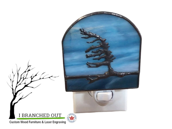 “Breezy Bay Day” Windswept Pine - Stained Glass Night Light (Copy)