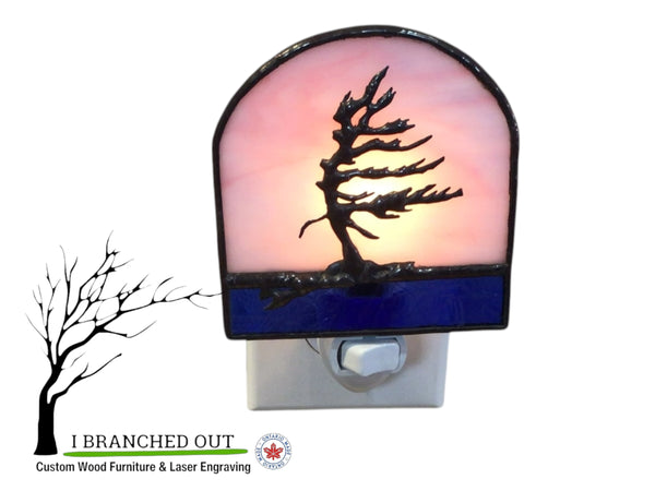 “Cotton Candy Delight” Windswept Pine - Stained Glass Night Light