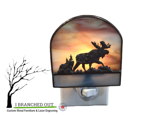 “Hushed Skies Moose” - Stained Glass Night Light