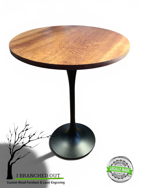 Shimmering Sapele Hight Top Table - 32” diameter