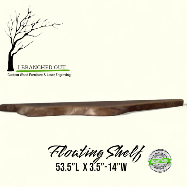 Wavy Walnut Floating Shelf - Live Edge