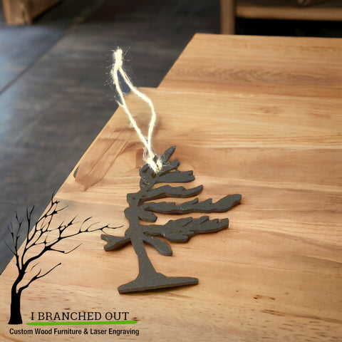Windswept Pine Ornament - Metal