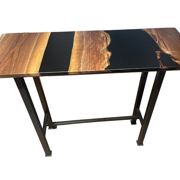 Show Stopper Walnut Console Table with Black Epoxy