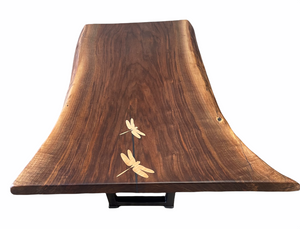 Walnut Coffee Table with Dragonfly Inlay - One of a Kind!