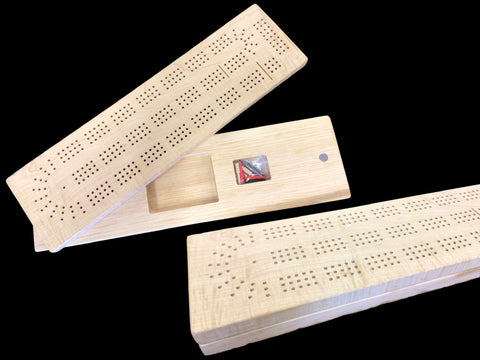 Solid Maple Cribbage Board with storage