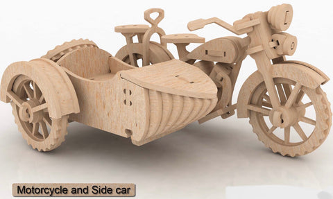 3D Puzzle, Vehicle Collection - Motorcycle and sidecar