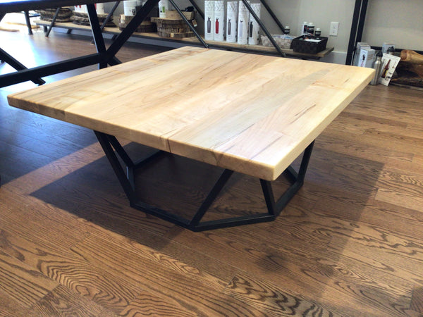 Modern Maple Coffee Table with Geometric Base